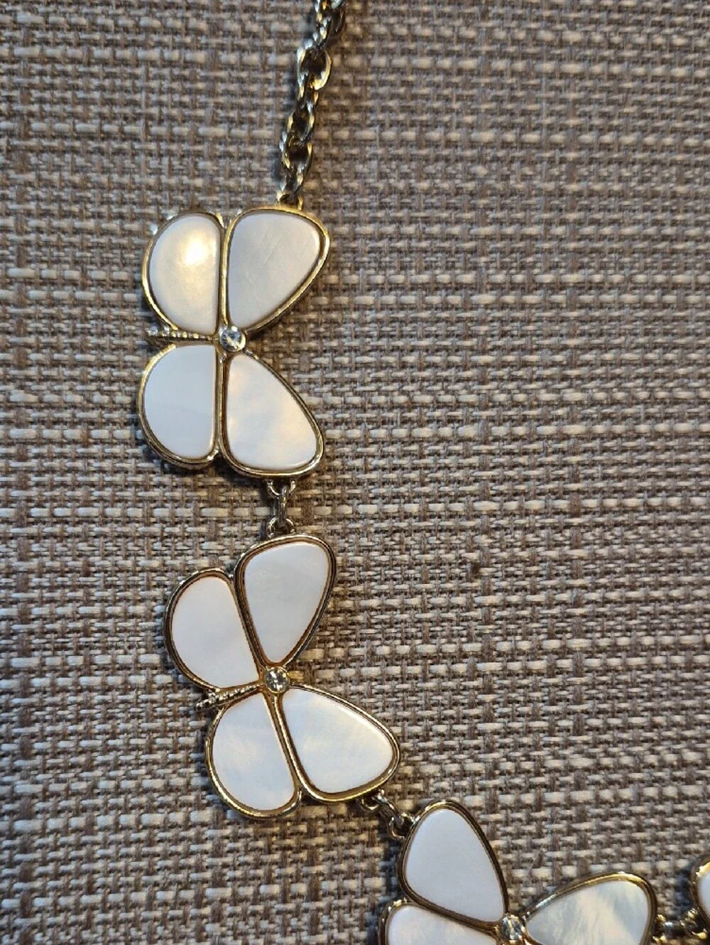Park Lane Gold-Tone Necklace with White Petal Charms - Picture 2 of 3